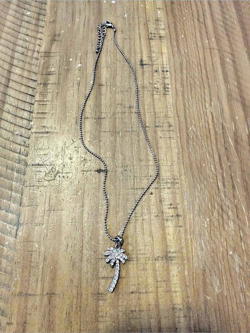 Palm Tree Pendant Necklace in Silver